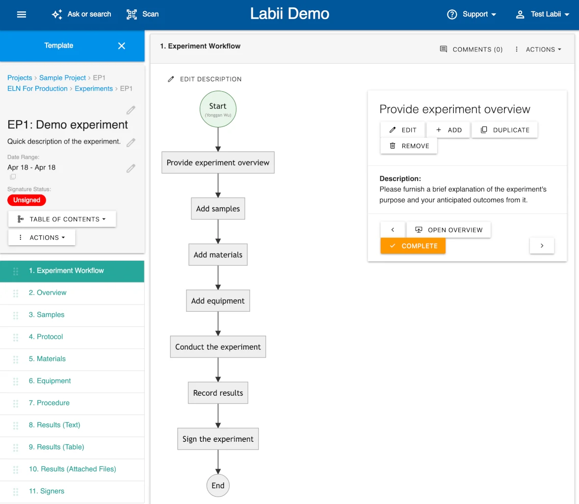 Includes All the Powerful Features of Labii ELN for Production