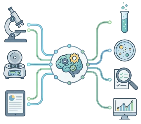 Equipment usage seamlessly linked to experiments and tests