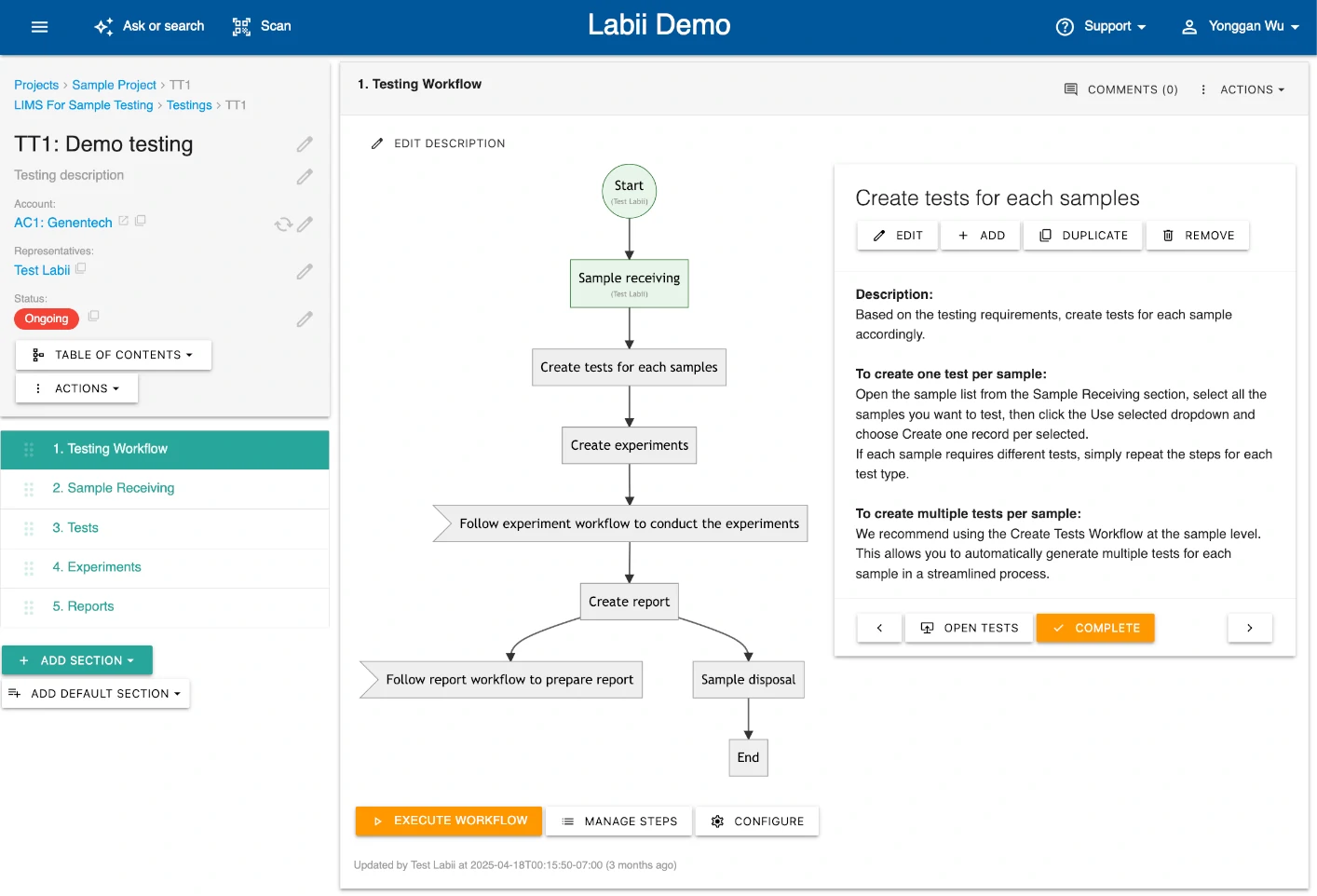 Laboratory Information Management System (LIMS)